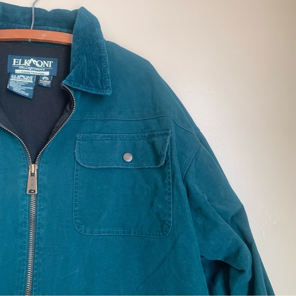Vintage Elkmont Outfitters Men's Heavy Canvas Jacket  Green Zip Coat size xLarge - Picture 4 of 8